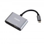 DOCKING STATION RAPOO XD10V TYPE-C TO VGA / HDMI / SILVER