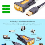 Cable Adapter Ugreen CR104 USB 2,0 to Serial DB9 Parallel Print 1m (Gray) Male (20210)