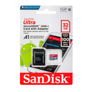 SanDisk Ultra 32GB UHS-I Class 10 MicroSDXC Memory Card Up to 100mb/s SDSQUNC-32G with Adapter