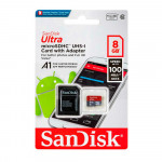 SanDisk Ultra 8GB UHS-I Class 10 MicroSDXC Memory Card Up to 100mb/s SDSQUNC-8GB with Adapter