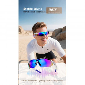 Smart Wieless Cycling Glasses QY-Pro3 Black+Pink